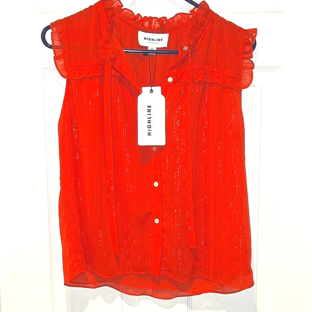 (New) Highline Collective Red Lace Blouse Size S/P